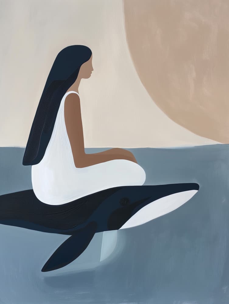 Peaceful Whale Ride by SHANDU — canvas wall art