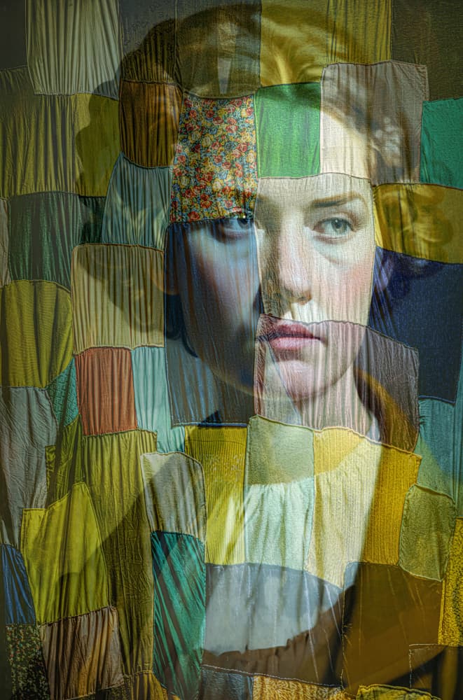Layered Textile Portrait by Yasutaka Sameshima — canvas wall art
