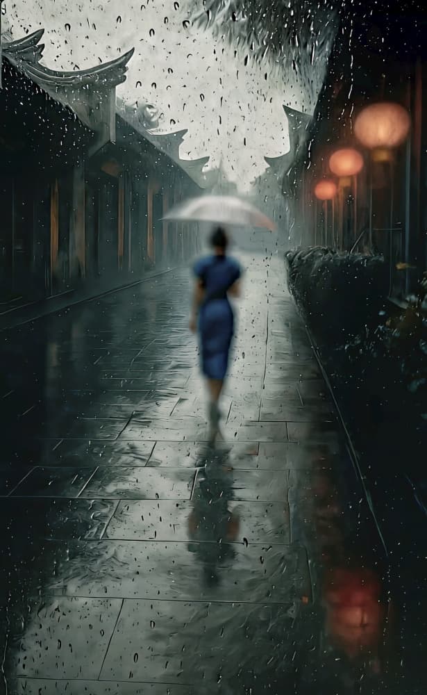 Rainy Asian Street Walk by X-FlyingKN — canvas wall art