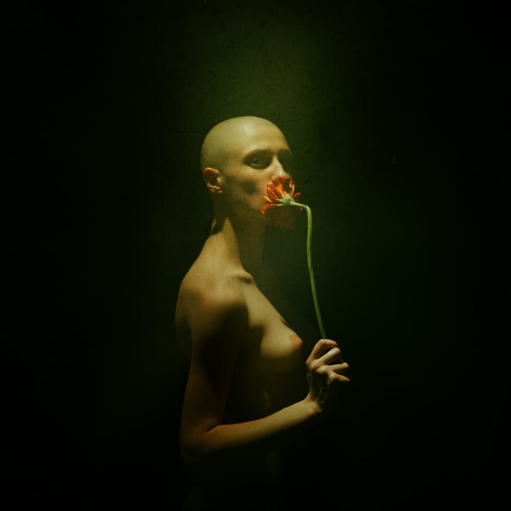 Moody Floral Portrait by Yaroslav Vasiliev-Apostol — canvas wall art