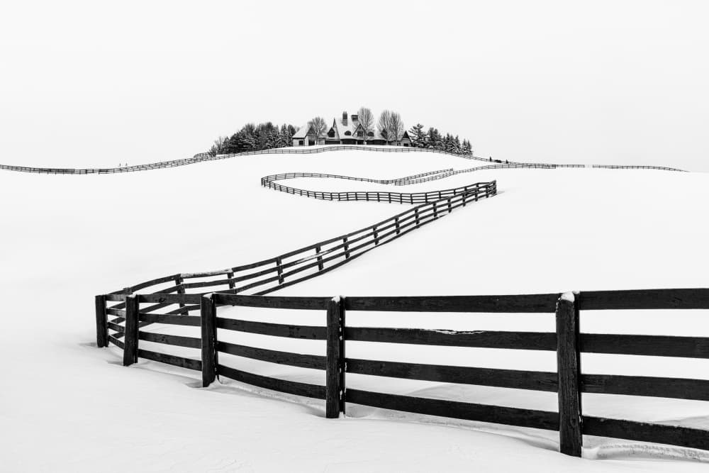 Winding Fence Snowy Landscape by Steven Zhou — canvas wall art