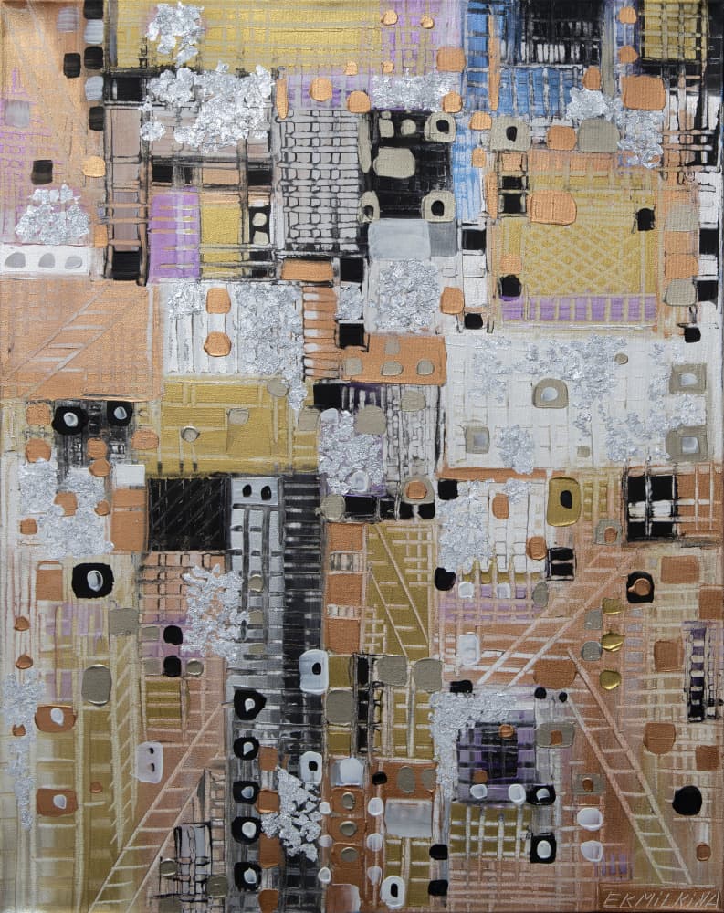 Modern Metallic City by Ekaterina Ermilkina — canvas wall art