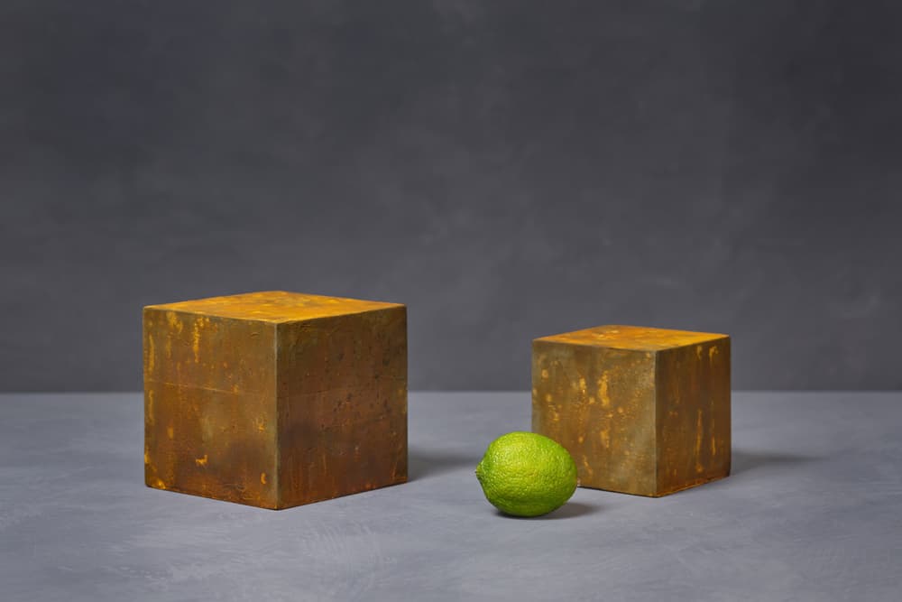Golden Cubes Green Lime by Christophe Verot — canvas wall art