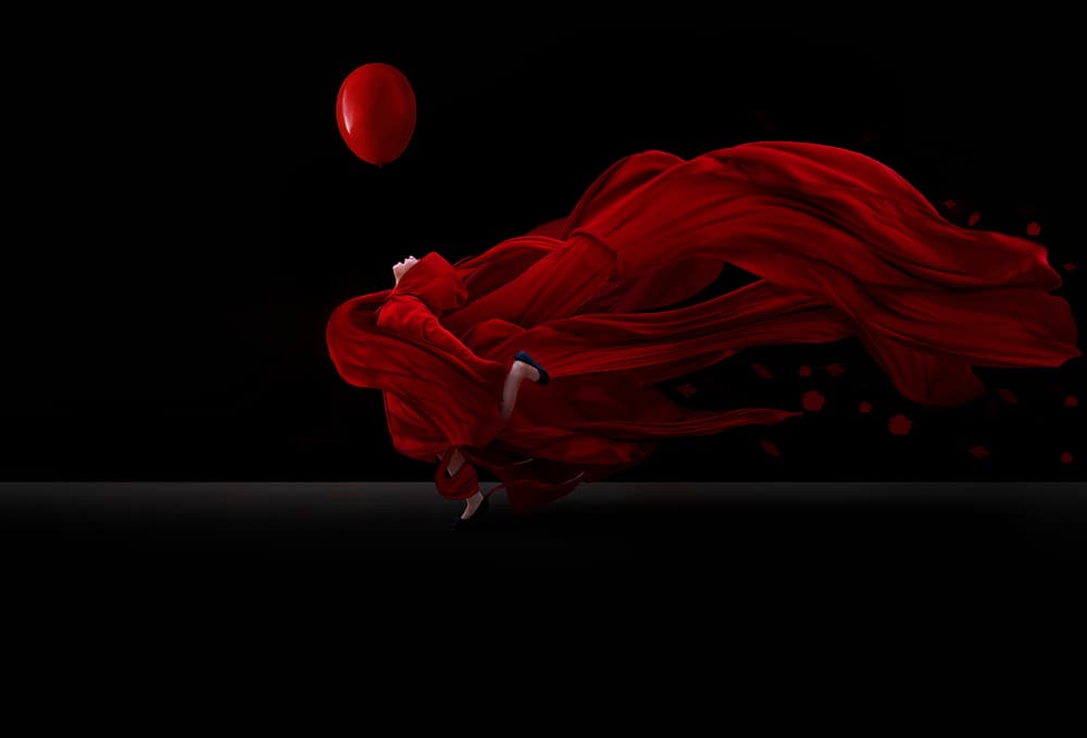 Red Fabric Dance by Sulaiman Almawash — canvas wall art
