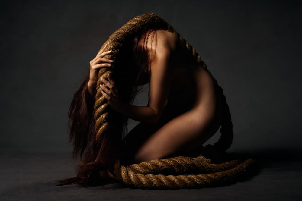 Kneeling Nude Rope by Ray Fritz — canvas wall art
