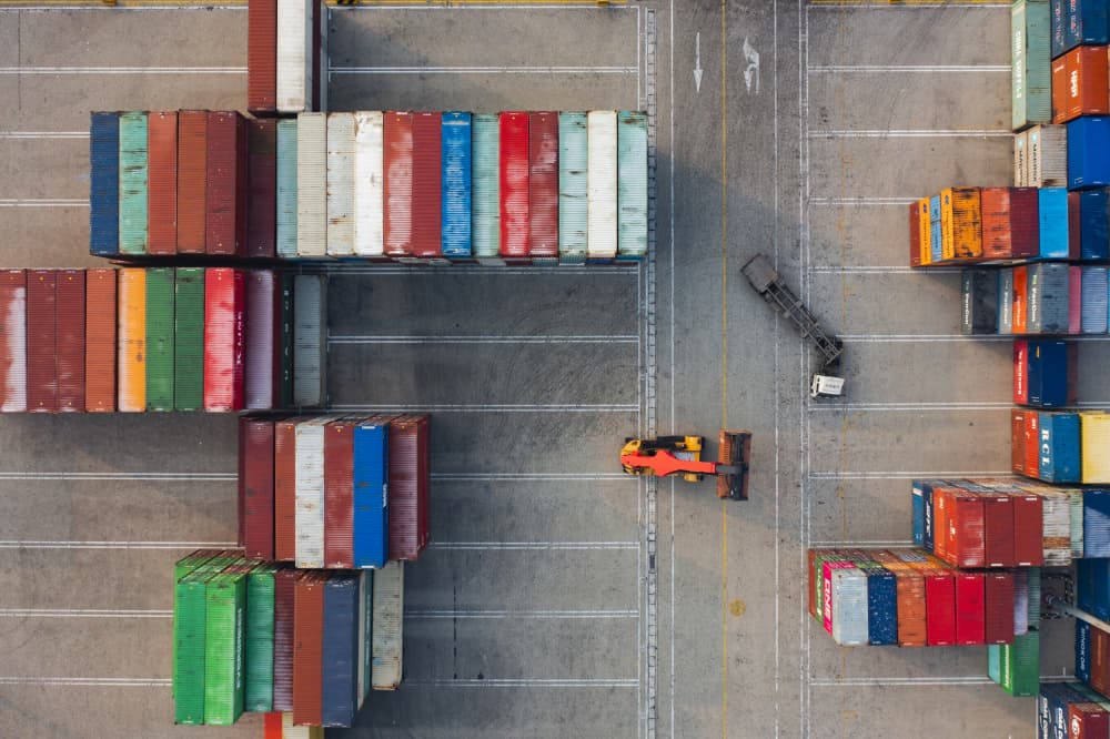 Colorful Cargo Stacks by Xiaoyang Wang — canvas wall art