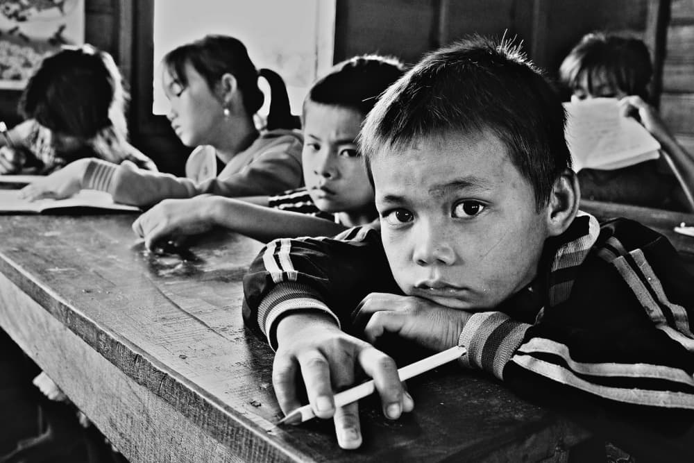 Thoughtful Boy Learning by Shinji Isobe — canvas wall art