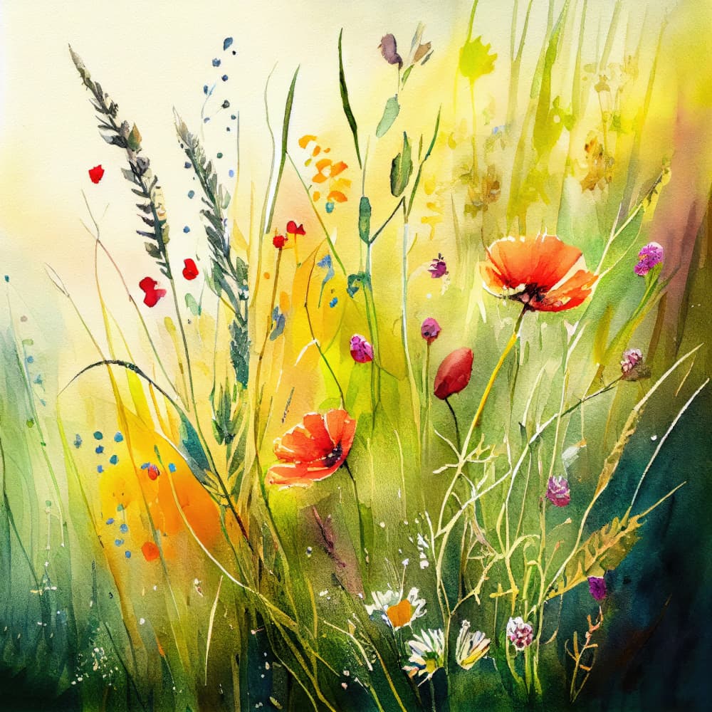 Vibrant Meadow Blooms by Justyna Jaszke — canvas wall art