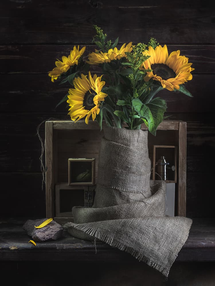 Rustic Sunflower Still Life by Vadim Kulinsky — canvas wall art