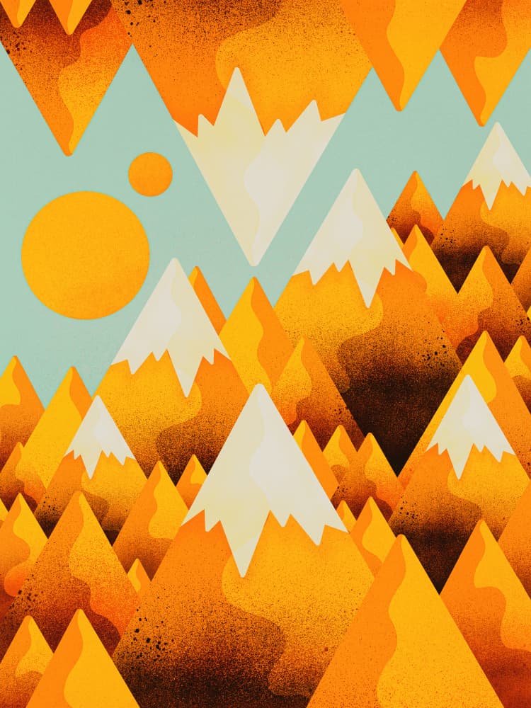 Orange Mountain Landscape by Stephen Wade — canvas wall art