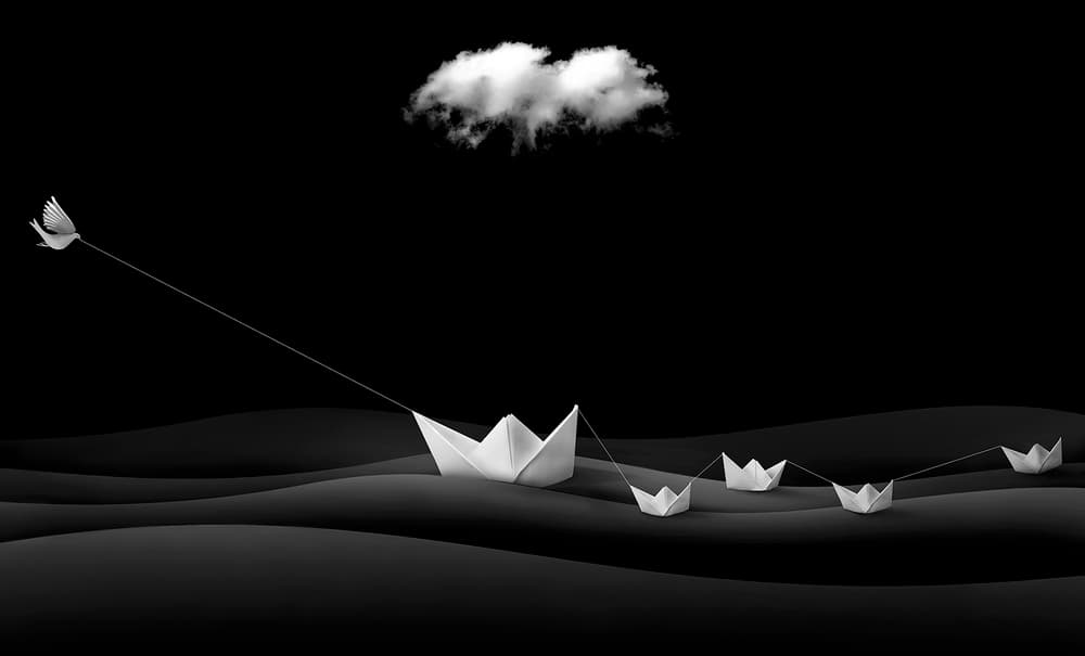 Paper Boat Journey by Sulaiman Almawash — canvas wall art