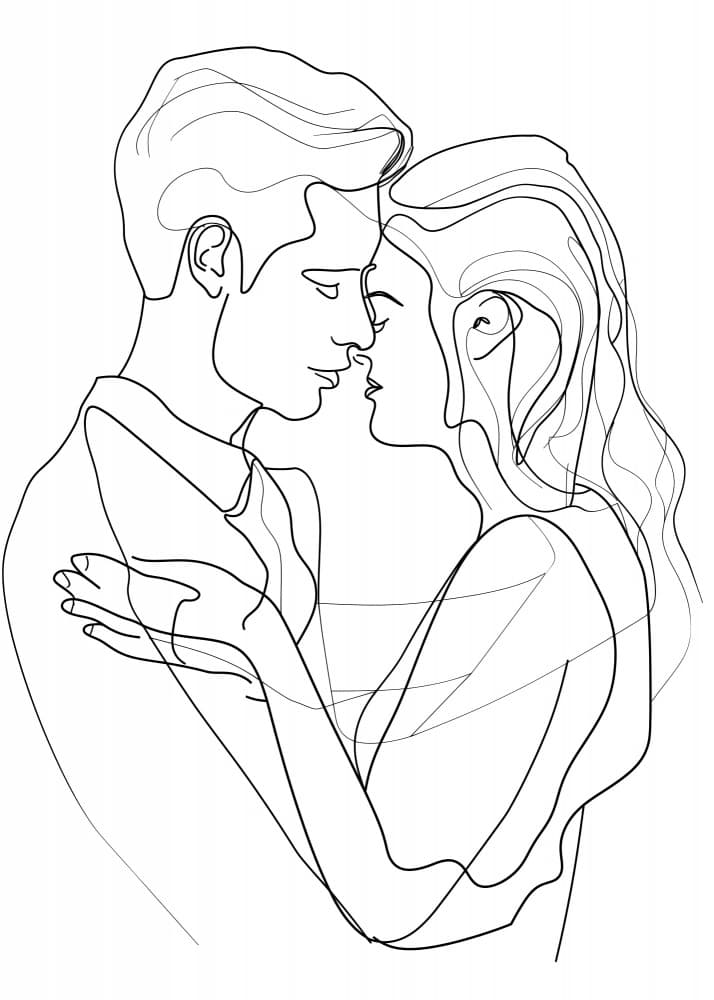 Romantic Couple Embrace by Justyna Jaszke — canvas wall art