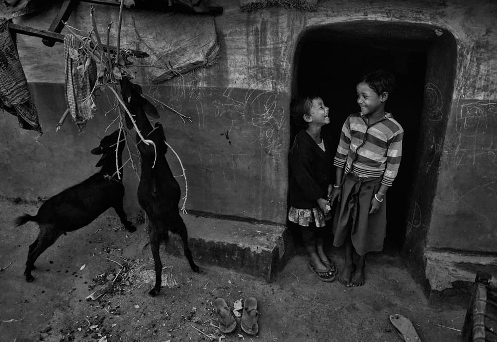 Joyful Village Children by Avishek Das — canvas wall art