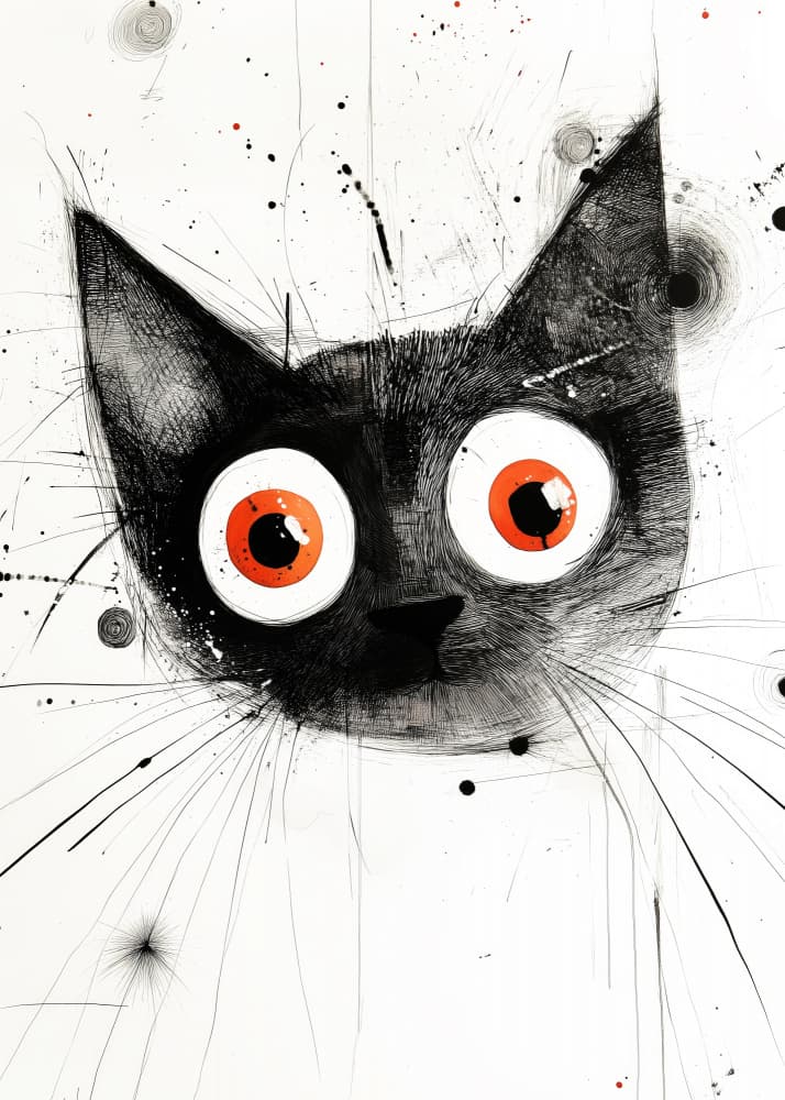 Wide-Eyed Black Cat by Justyna Jaszke — canvas wall art