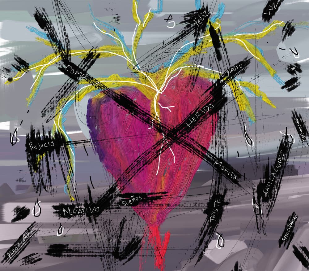 Wounded Heart Thoughts by Lembayung senja studio [Vintage Poster] — canvas wall art