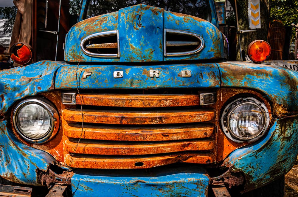 Rusty Blue Ford Truck by Andrew Beavis — canvas wall art