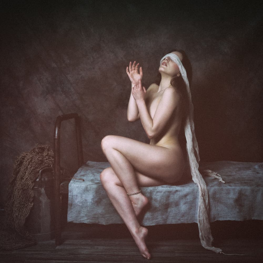Blindfolded Woman Solitude by Ruth Franke — canvas wall art