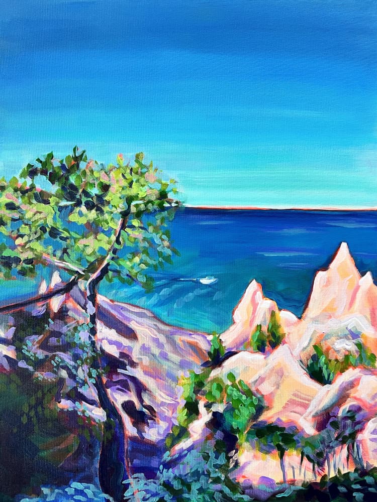 Vibrant Ocean Cliffs by Pauline Wegman | Key and Sea Creative — canvas wall art
