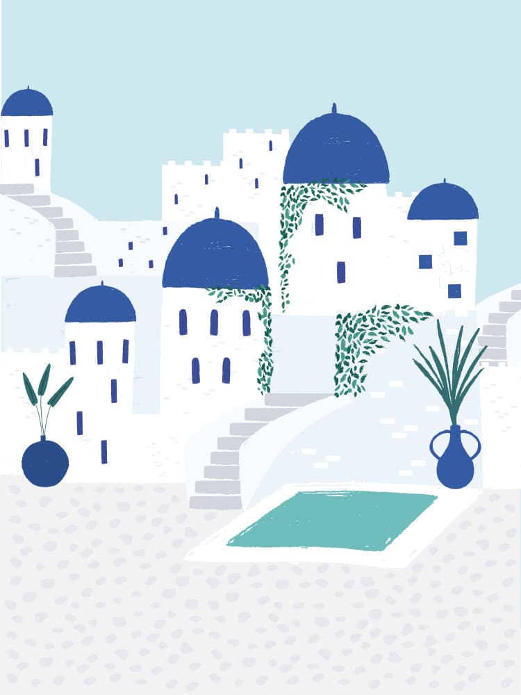 Greek Island Village by Aislinn Simmonds — canvas wall art