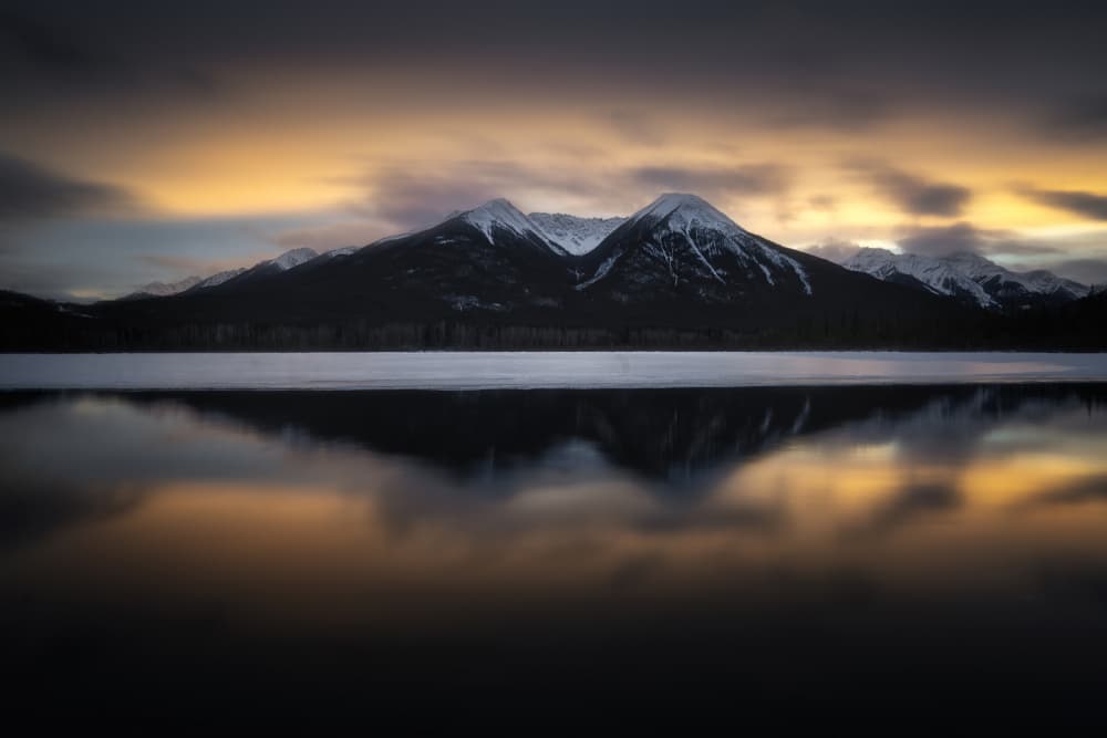 Serene Mountain Lake Reflection by Yongnan Li (李永男) — canvas wall art