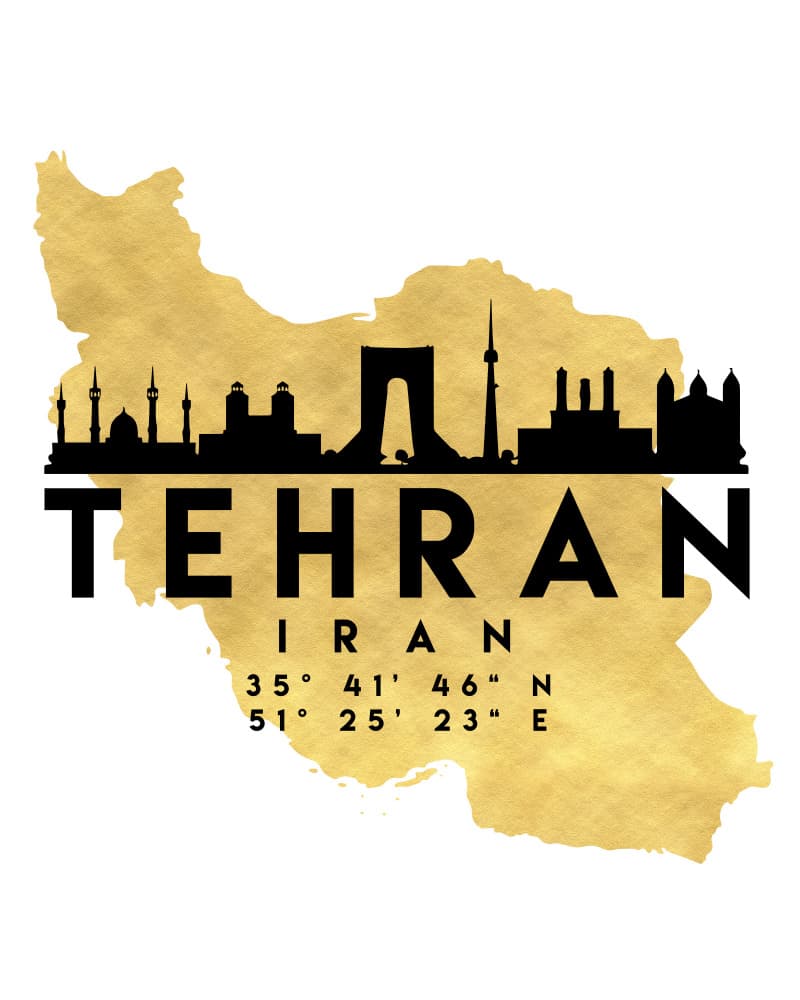 Tehran Skyline Gold Map by Emiliano Deificus — canvas wall art