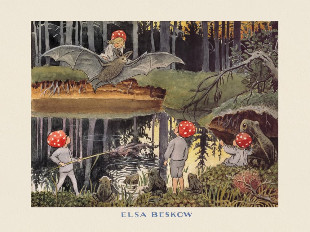 Tomtebobarnen - Fladdermusen Boarder by Elsa Beskow — canvas wall art