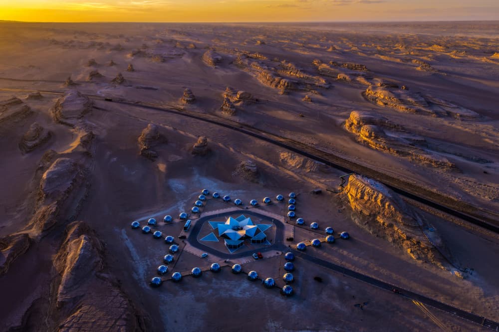 Golden Desert Star Camp by David Wang — canvas wall art