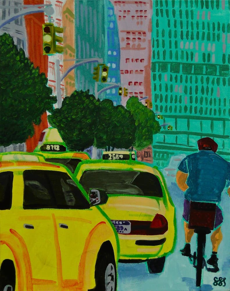 Yellow Cab City Street by Steve Spencer — canvas wall art