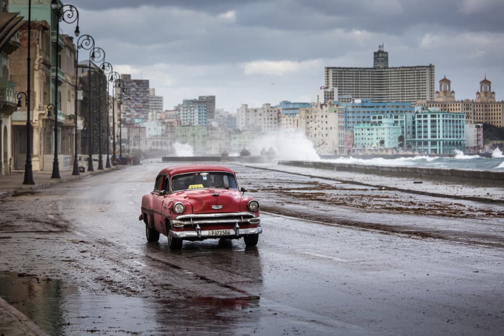 Vintage Car Havana Waves by Dan Mirica — canvas wall art