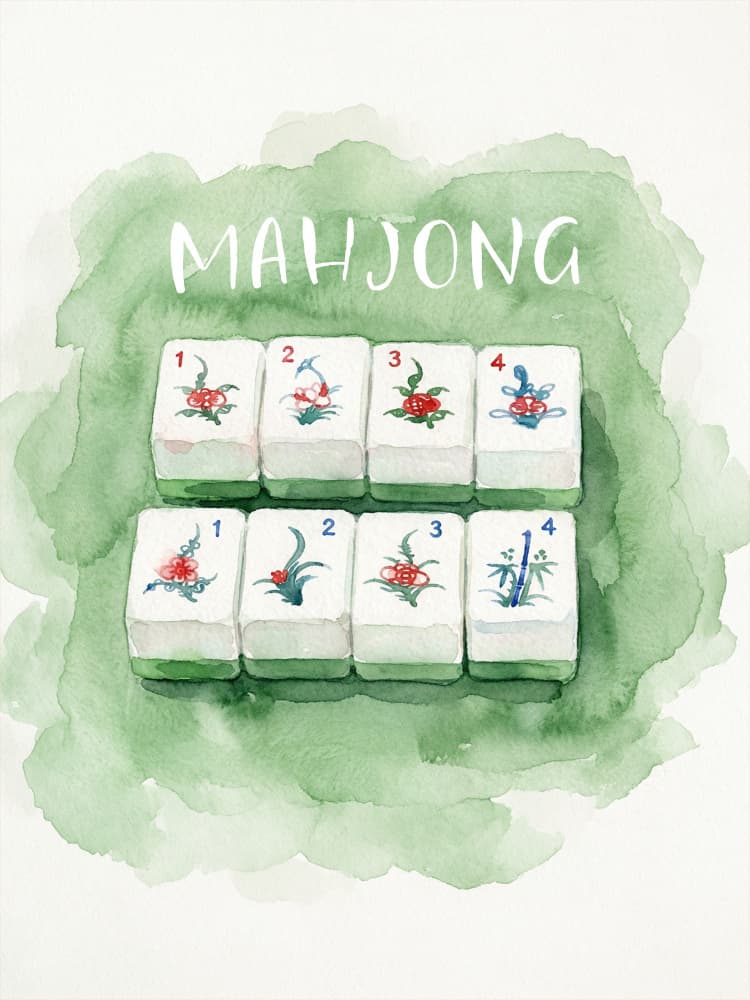 Watercolor Mahjong Tiles by Pictufy Studio IV — canvas wall art