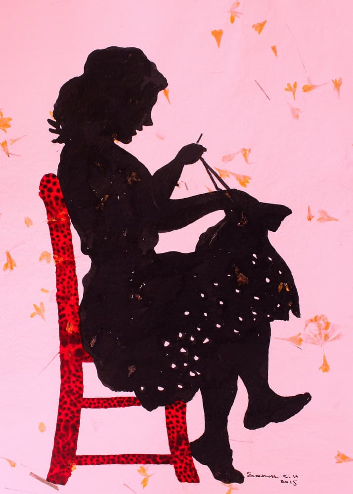 Knitting Woman Silhouette by Santhosh ch — canvas wall art