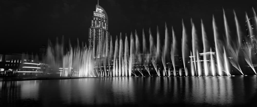 Grand City Fountain Night by Dan Edwards — canvas wall art