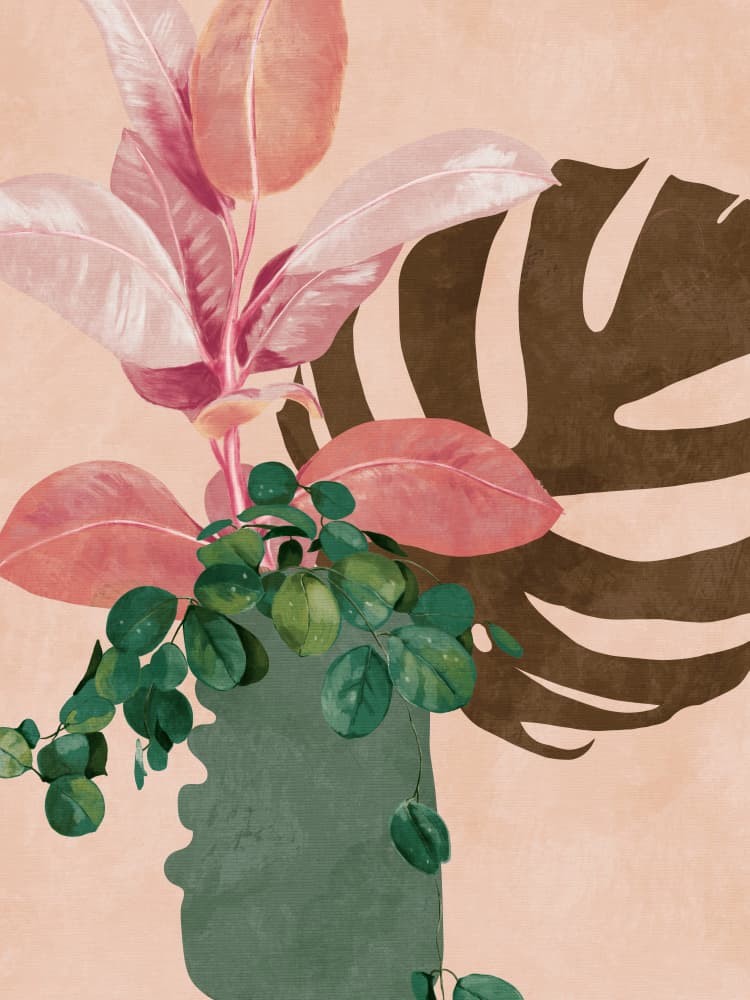 Leaves More 6 Pink by Ana Rut Bre — canvas wall art