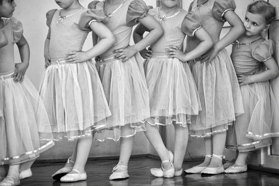 Young Ballerinas Practice by Petar Lazovic — canvas wall art