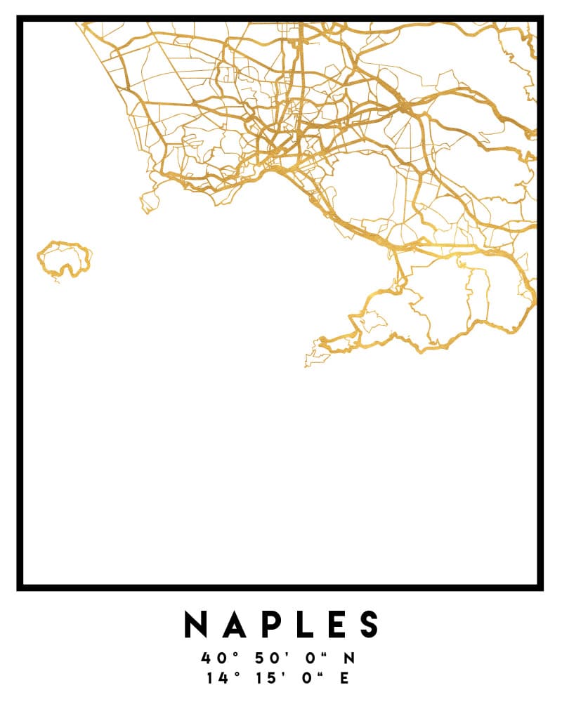 Golden Naples Map by Emiliano Deificus — canvas wall art