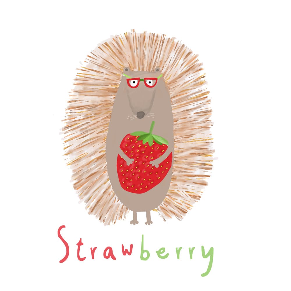 Smart Hedgehog with Strawberry by Carla Daly — canvas wall art
