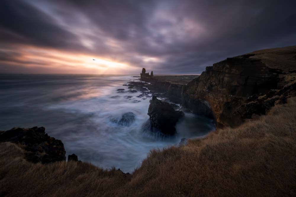 Dramatic Coastal Sunset by NingYun Ye — canvas wall art