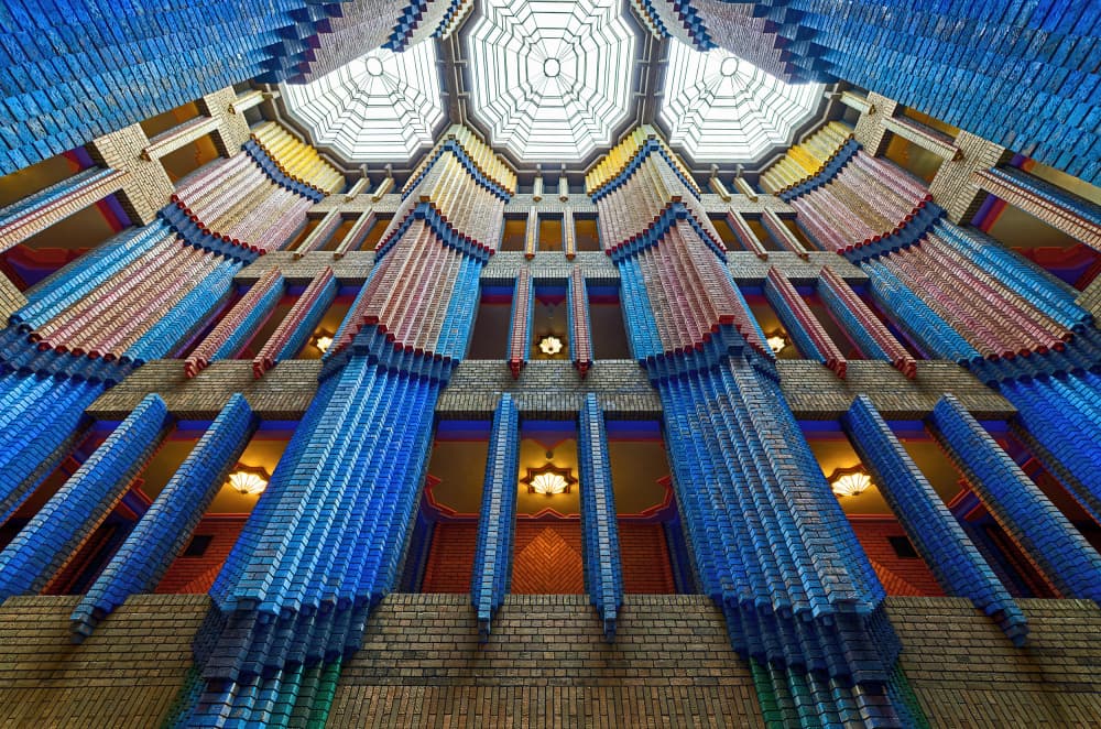 Vibrant Art Deco Atrium by Martin Fleckenstein — canvas wall art