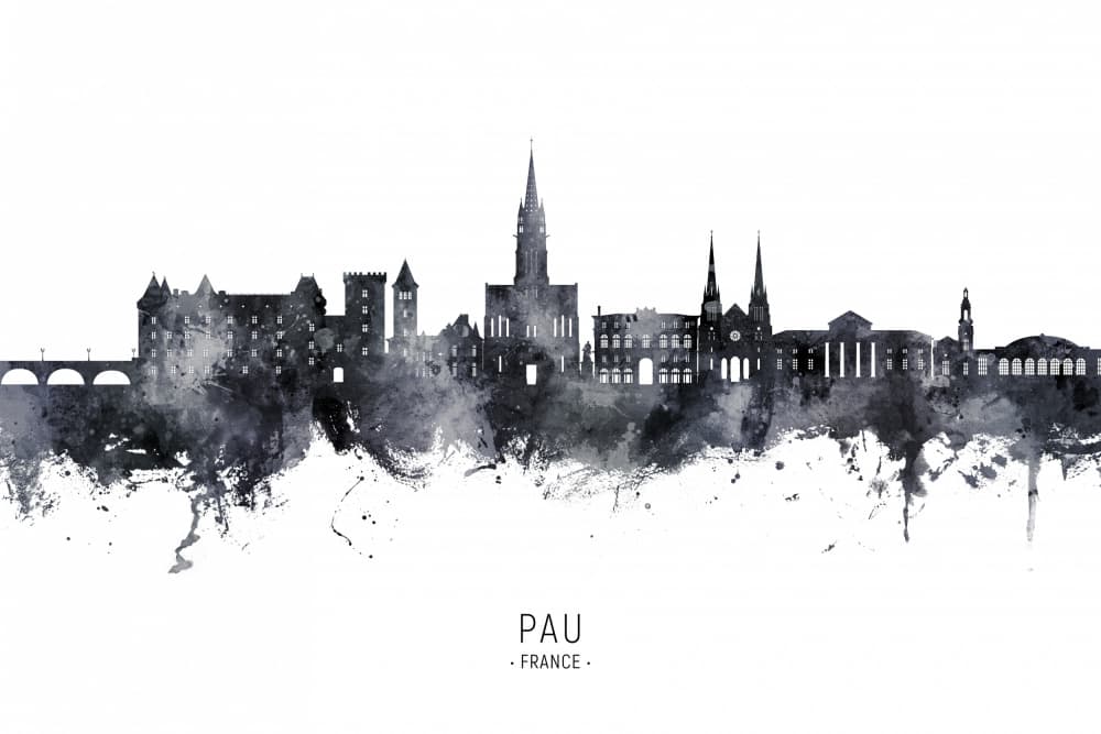 Pau France Skyline by Michael Tompsett — canvas wall art