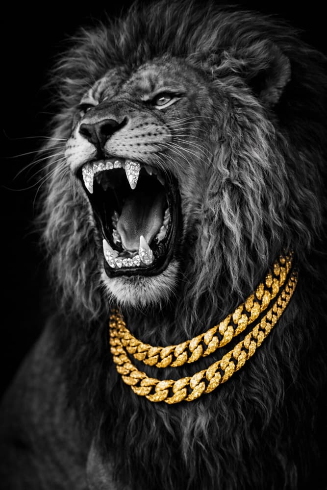 Roaring Lion Gold Chains by Josie George — canvas wall art