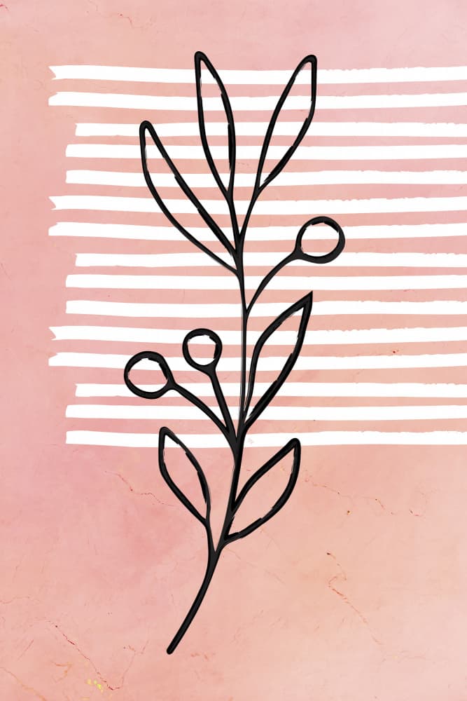 Pink Striped Botanical by Martina — canvas wall art