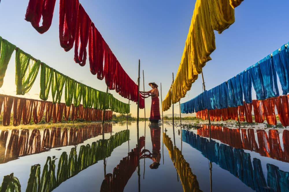 Vibrant Textile Reflections by Mahendra Bakle — canvas wall art