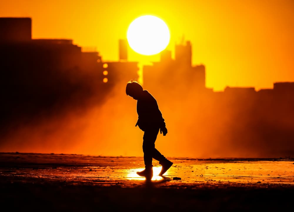 Boy Silhouette Golden Hour by Yuusuke Hisamitsu — canvas wall art