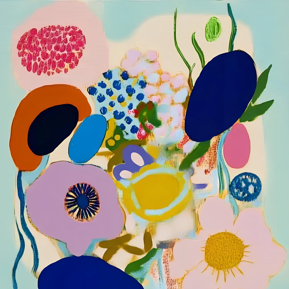 Vibrant Abstract Blooms by Avanesova Elena — canvas wall art