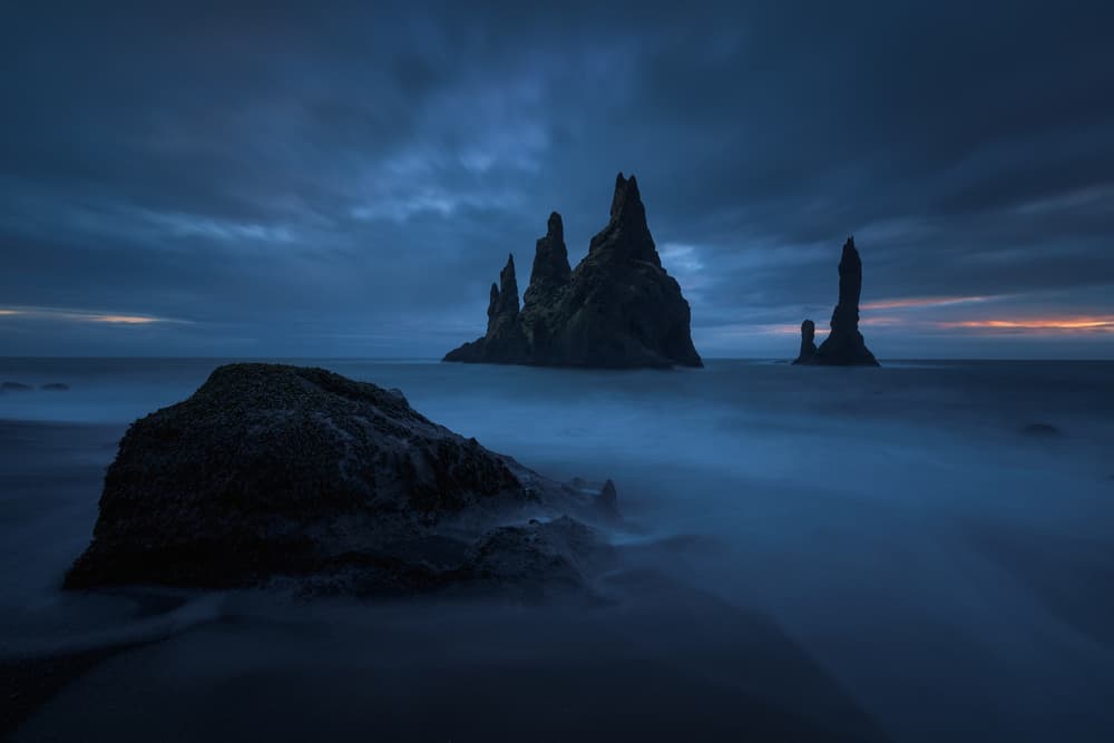 Dark Sea Stacks Twilight by Juan Pablo de Miguel — canvas wall art