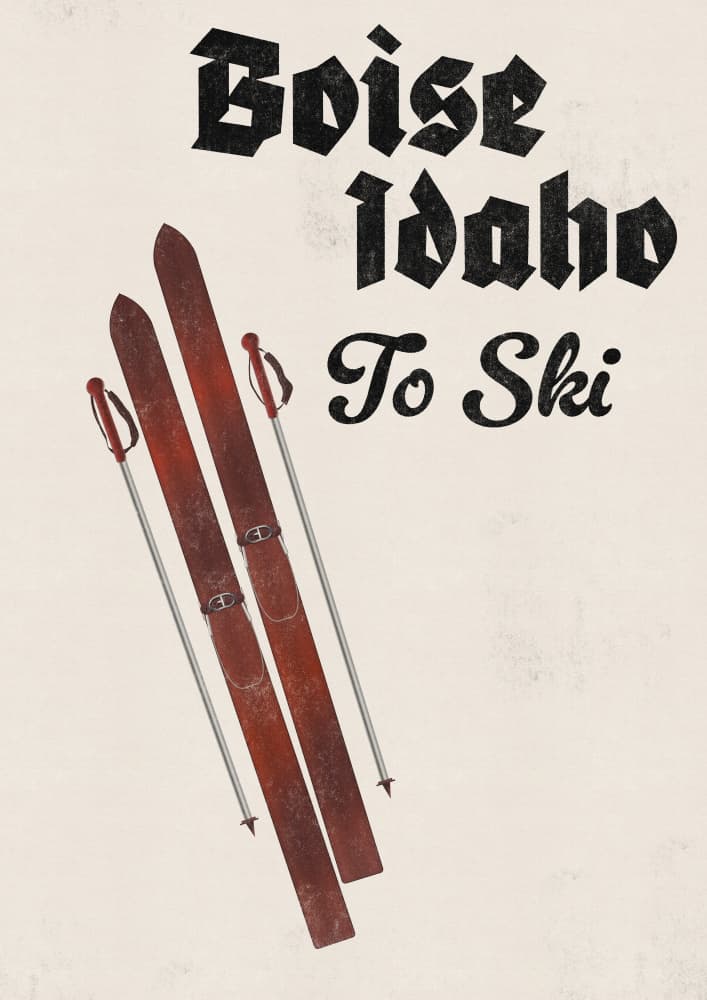 Vintage Boise Idaho Skis by Nicholas — canvas wall art