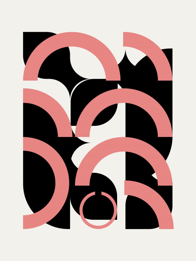 Pink Black Geometric Shapes by Little Dean — canvas wall art