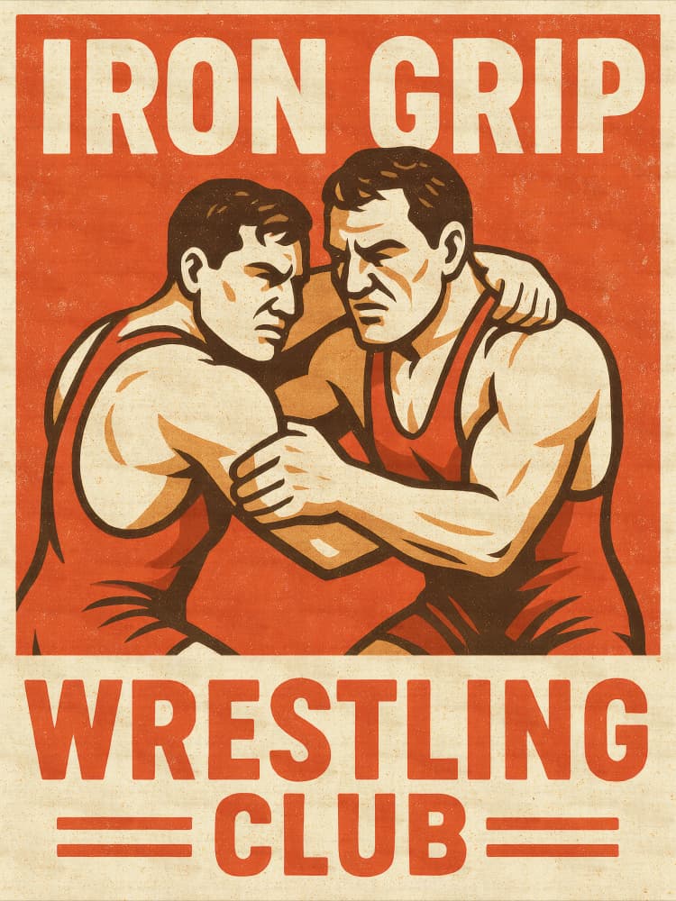 Iron Grip Wrestlers by Andreas Magnusson — canvas wall art