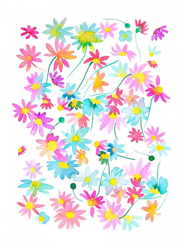 Vibrant Watercolor Flowers by Ninola Design — canvas wall art