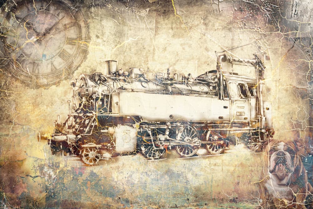 Vintage Steam Train Grunge by Rafal Kulik — canvas wall art